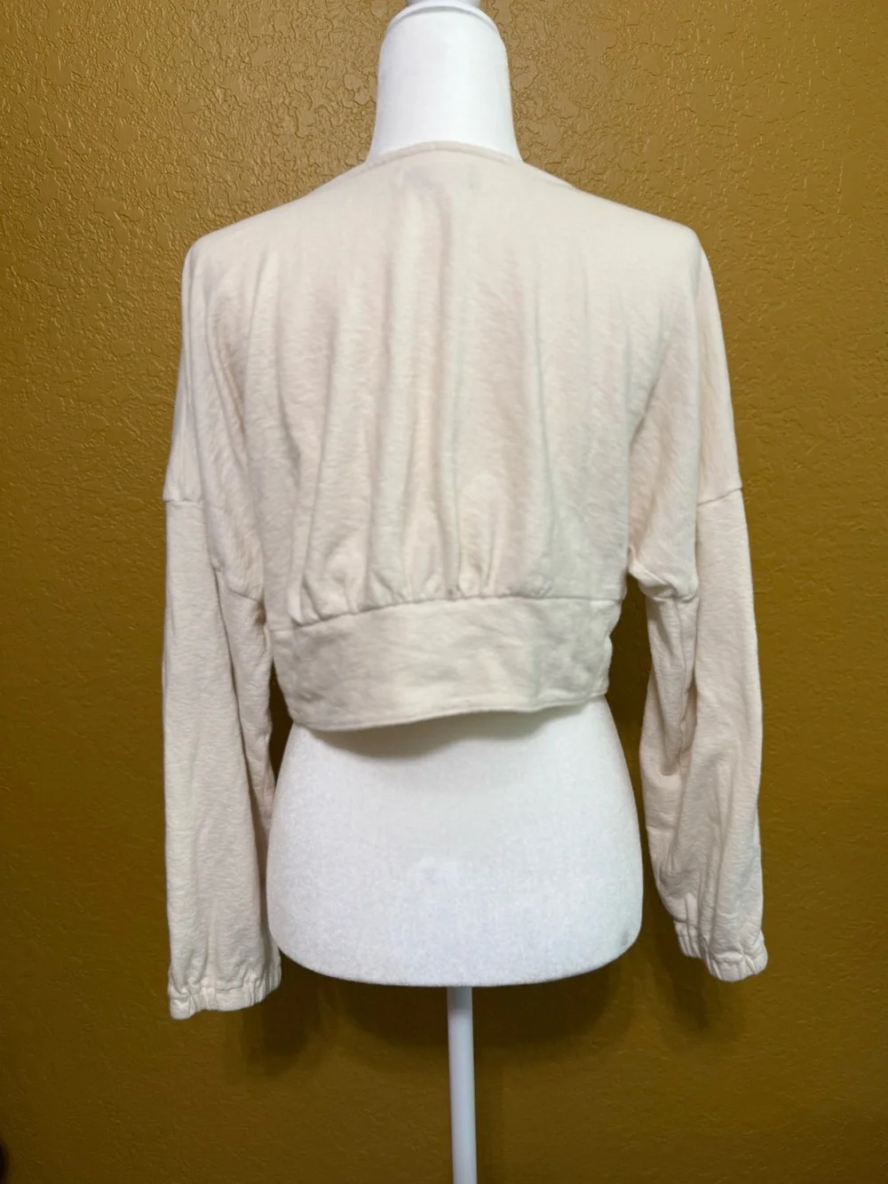 Madewell Cream Button-Front Balloon Sleeve Crop Top - Large - Picture 3 of 10